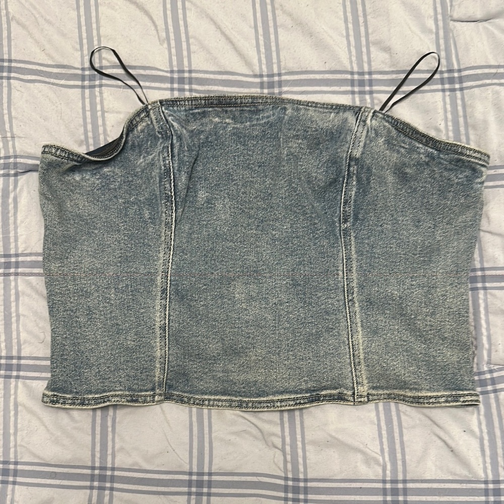 Express Denim Blue Denim Tube Top